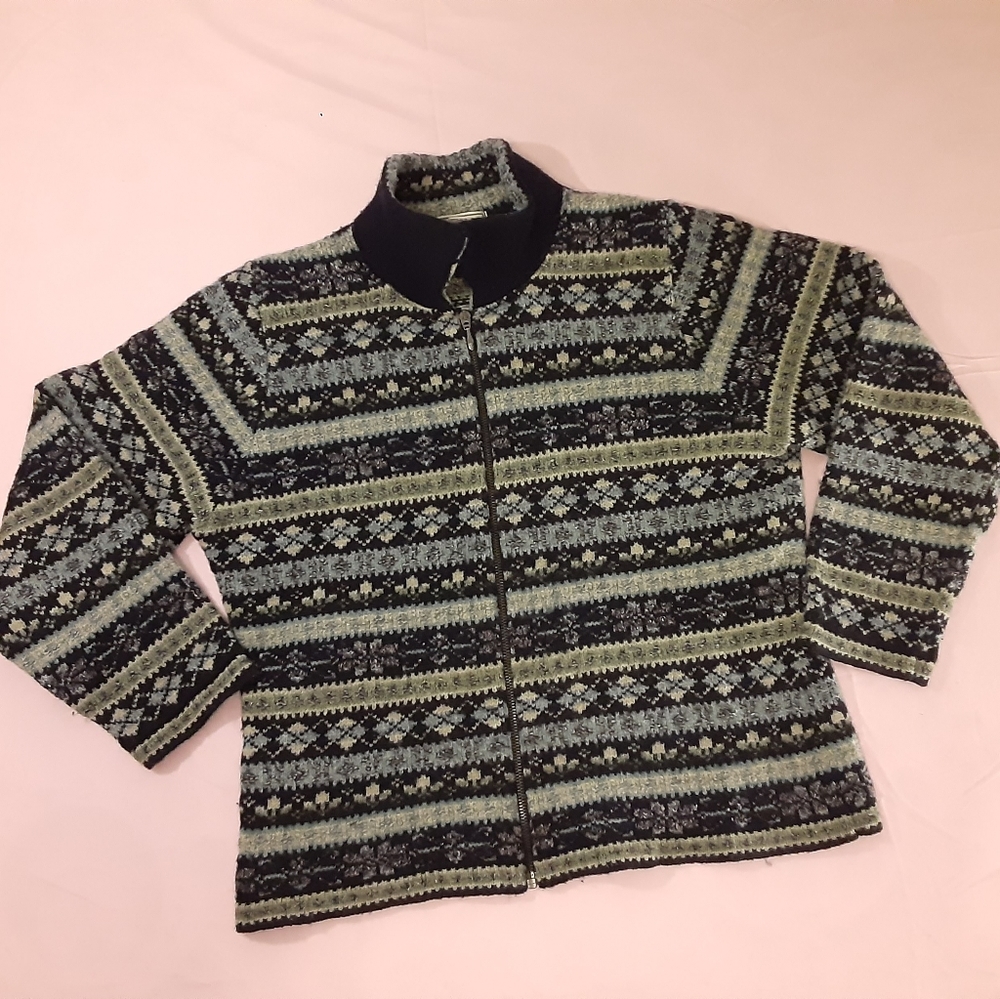 Vintage Scotland LL Bean Wool Silk Full Zip Sweater
